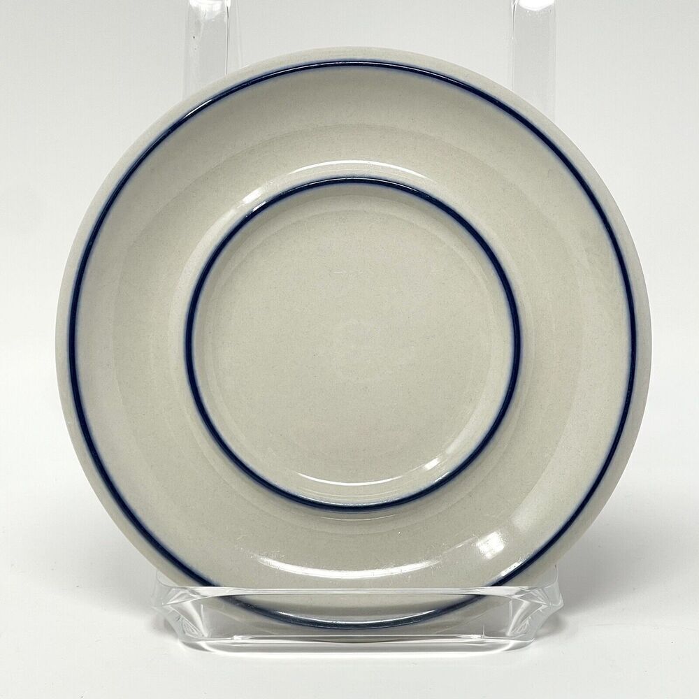Arabia Finland Saimaa White Blue Rim Vintage Stoneware Saucer Small Plate 5.5”